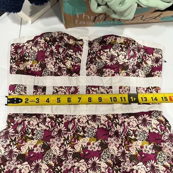 New Forever 21 Floral Babydoll Tube Top Mini Dress Y2K Womens Medium Tulle Girly - Picture 8 of 9